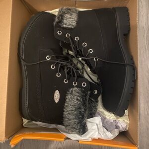 Lugz Black Boots with Faux Fur Trim